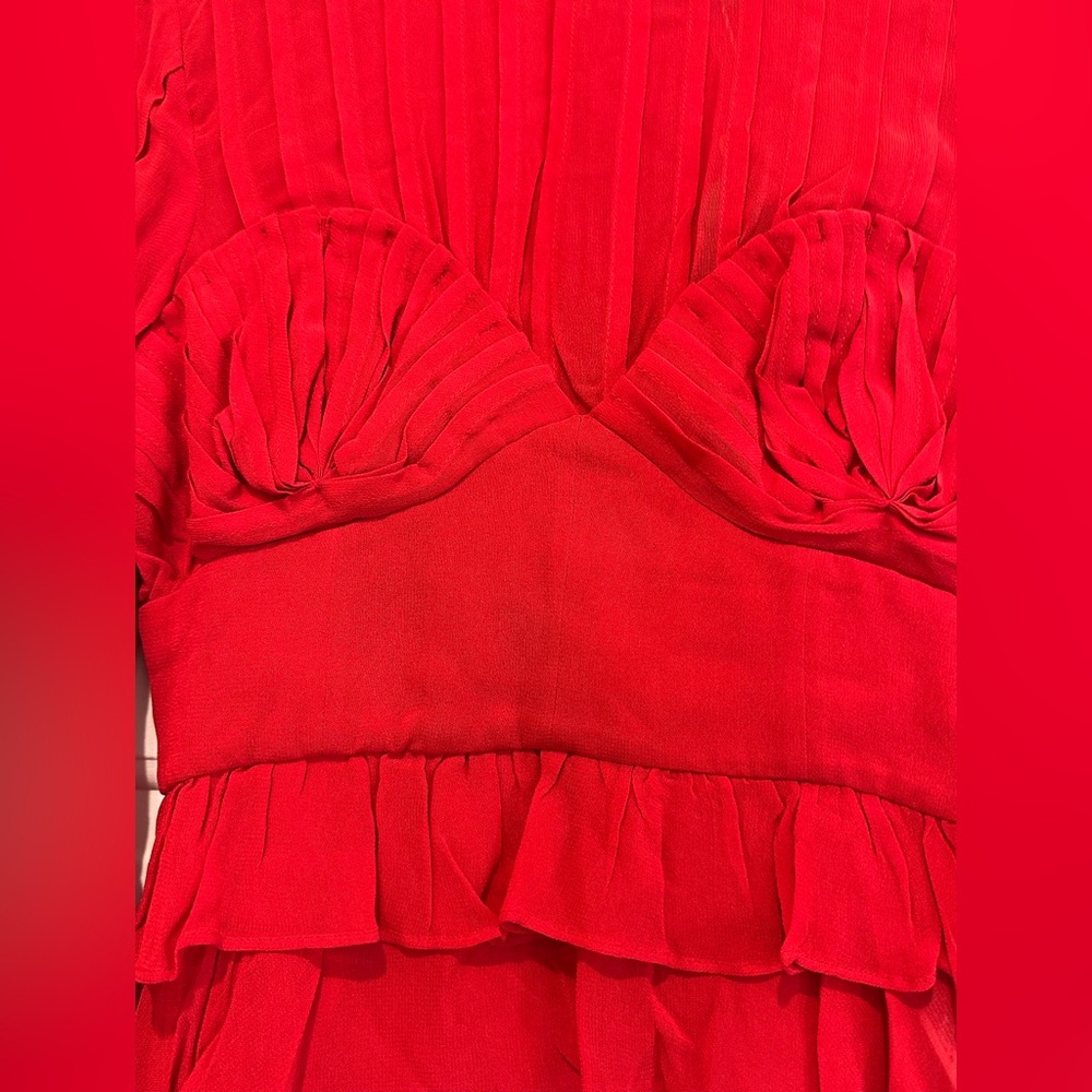 FARM Rio Bright Red Valentine’s Day Pleated Peplum Top Sz M NWT $198 - Picture 6 of 11